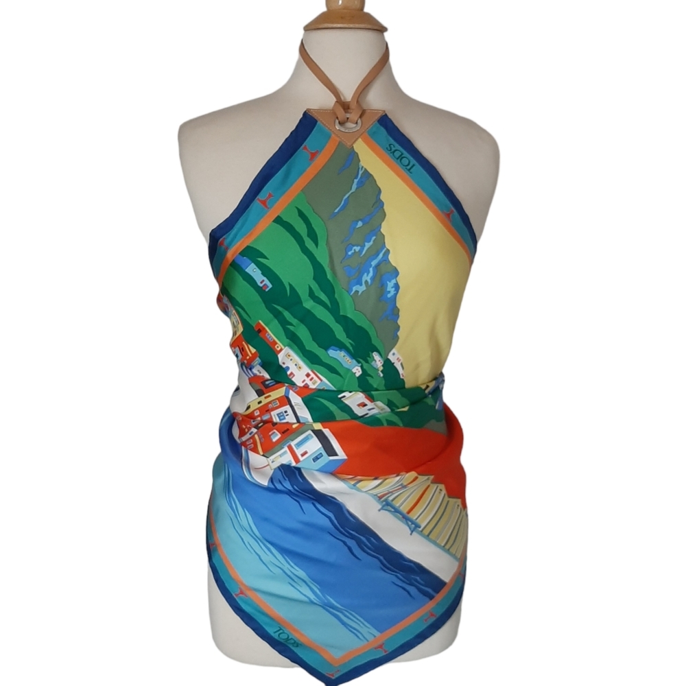 TOD'S Capri Print Silk Twill Convertible Scarf/Halter Top